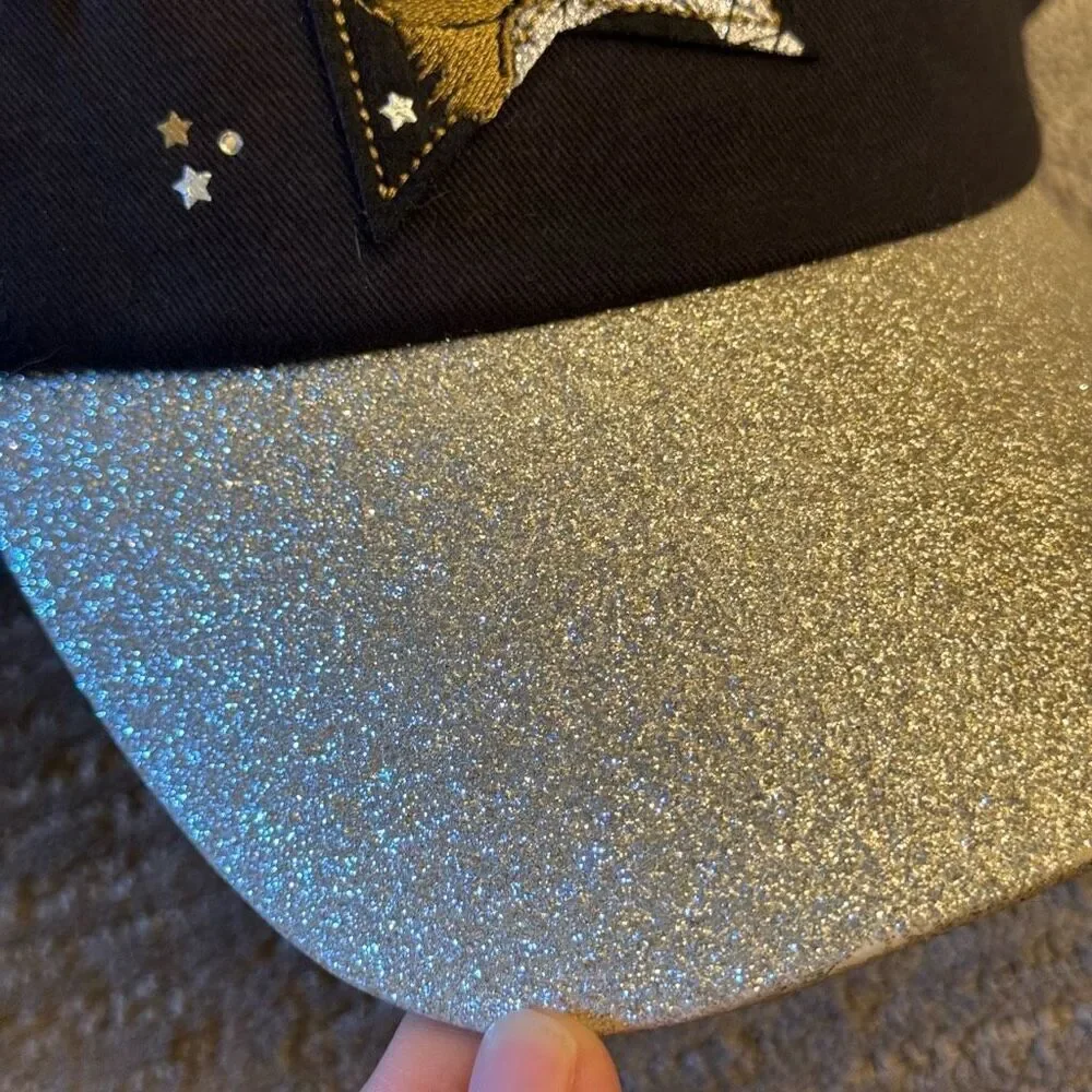 Disneyland Paris Is Magical Black Gold Glitter Tinkerbell Adult Hat‎ Cap NWT